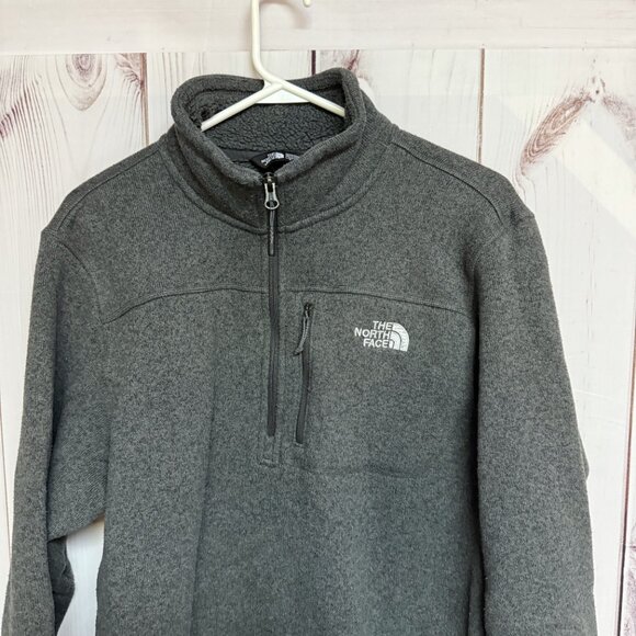 The North Face Men’s Quarter-Zip Fleece Large Dark Gray EUC - Picture 2 of 9